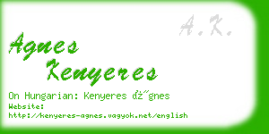 agnes kenyeres business card